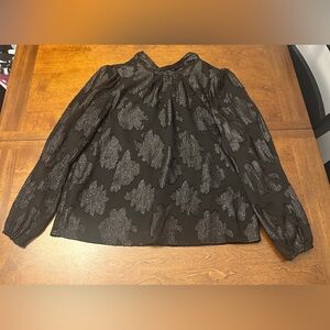 LOFT Elegant Black Blouse with Metallic Accents
